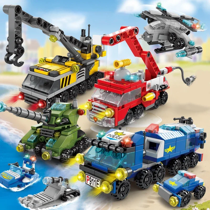 Lego Set City - 어린이용 도시 소방차 빌딩 블록, 경찰